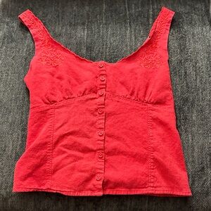 HOLLISTER ||Women's Red Button-Up Top